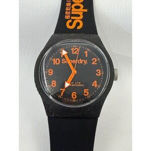 Superdry Professional Watch Black Orange Silicone Strap 5 ATM Japan Movement